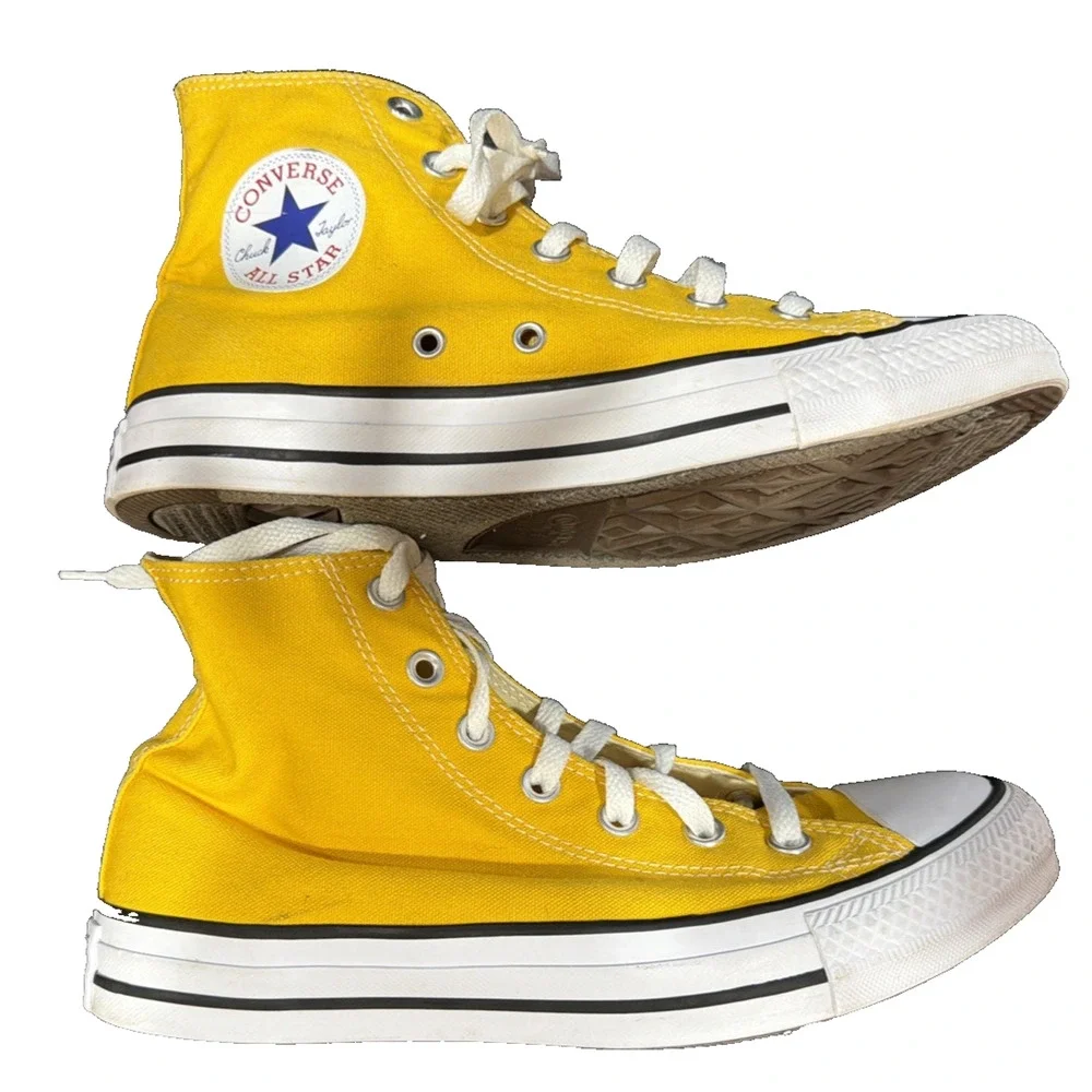 Converse Chuck Taylor All Star Yellow High Top Sneakers Women’s 8 - Picture 5 of 10